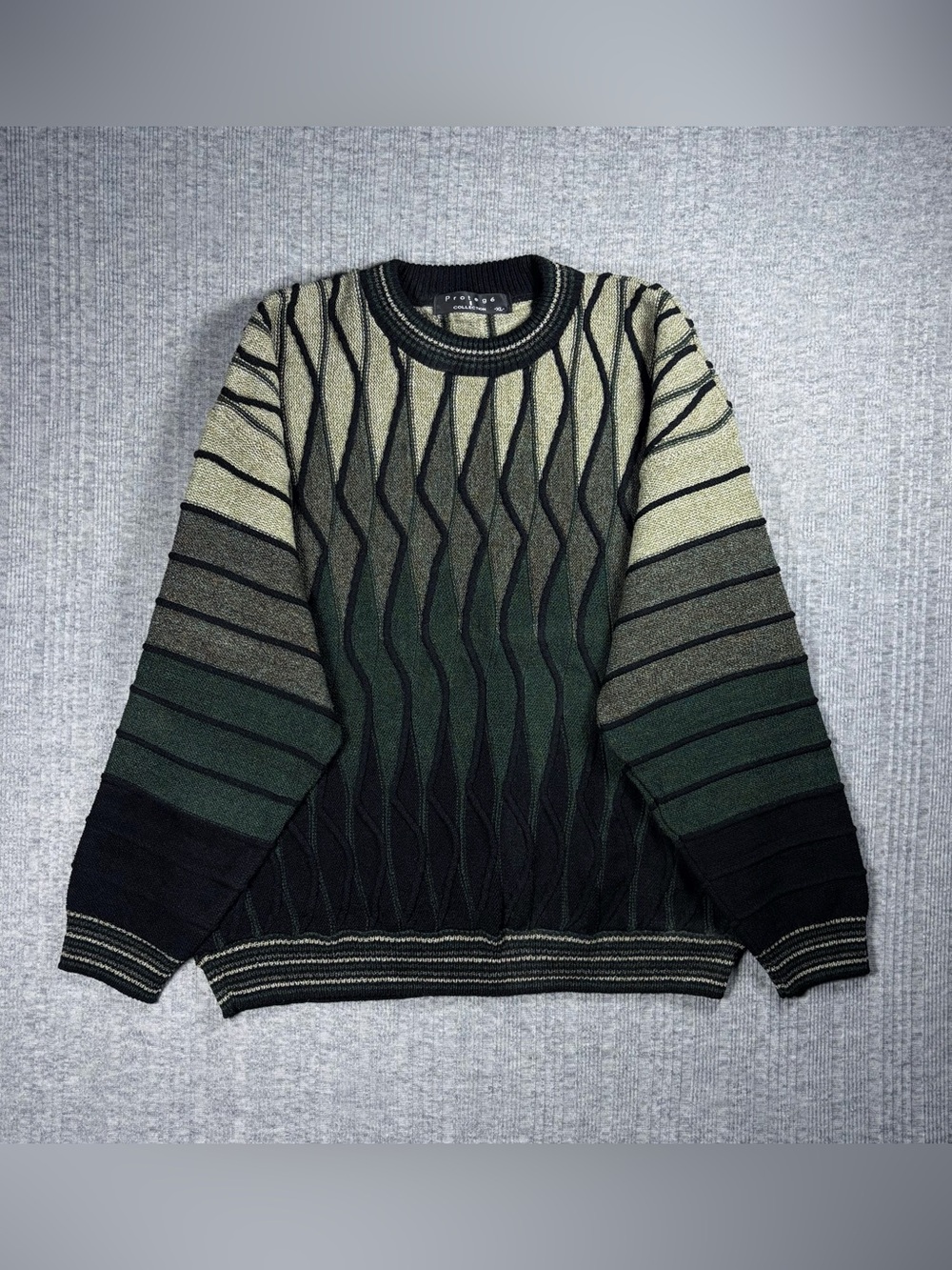Vintage Protege 3D Knit Sweater Multicolor Mens Size XL Coogi Grandpacore USA